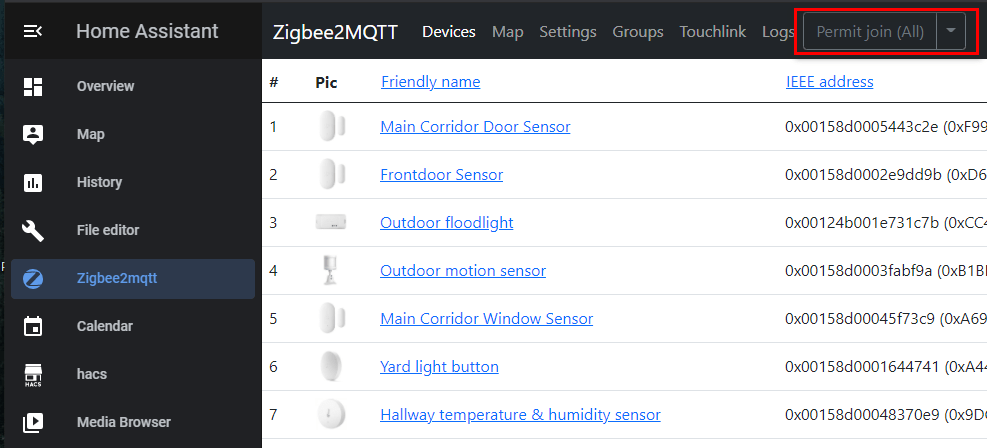 Zigbee Permit join 