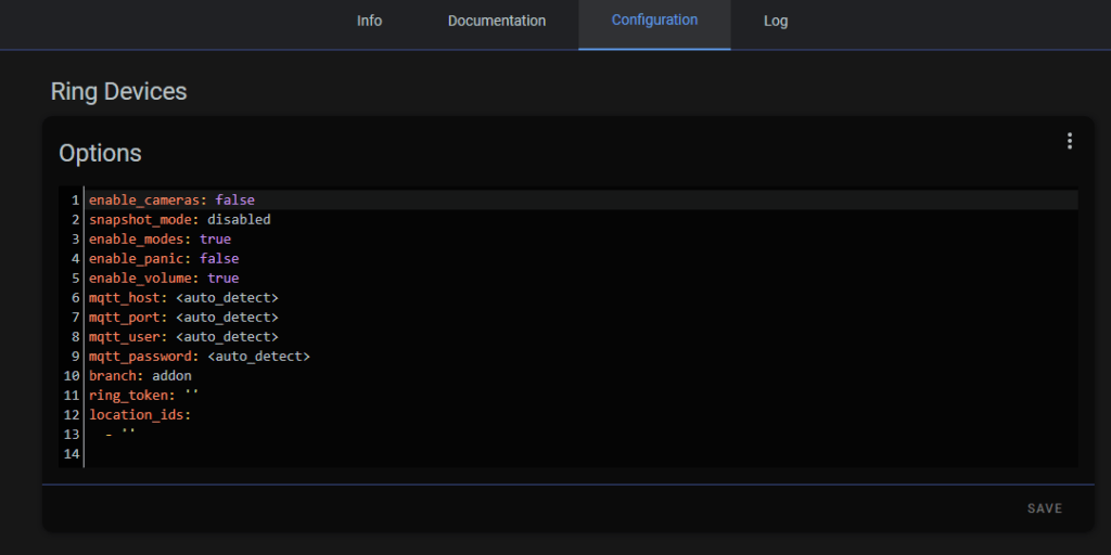 Ring Devices Add-on configuration 