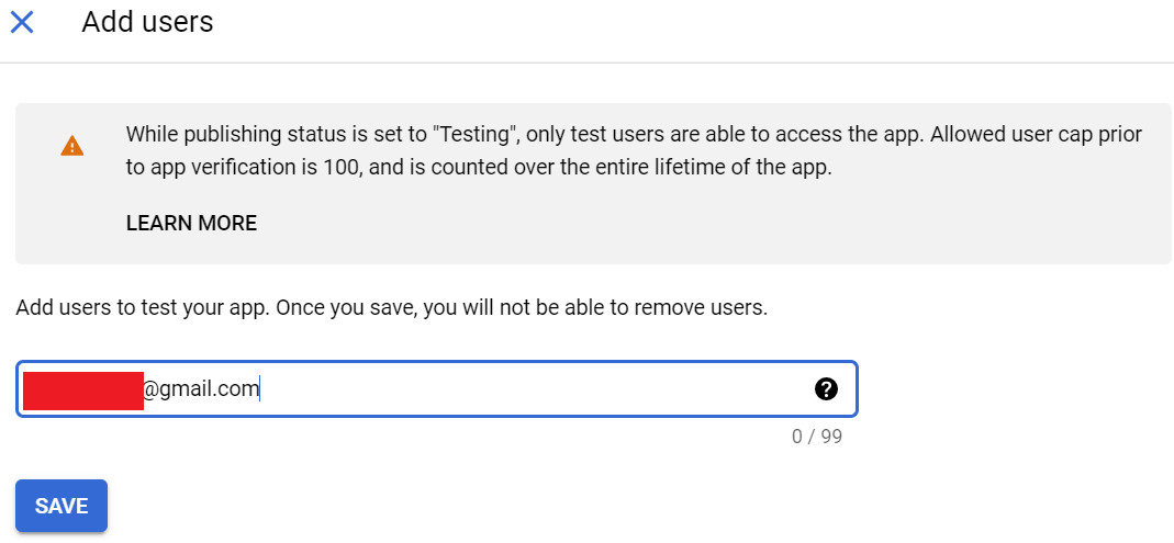 oauth consent test users 