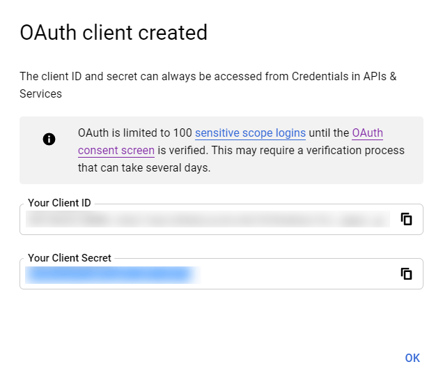 oauth created 